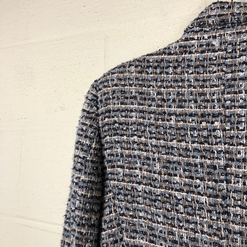 Zara Womens Textured Multicolor Tweed Double Breasted Blazer Size L Career - Picture 5 of 16